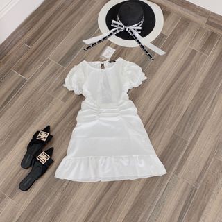 Váy đũi xước zúm đuôi cá tay bồng