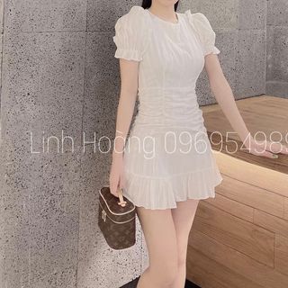 Váy đũi xước zúm đuôi cá tay bồng