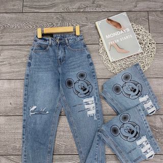 Quần baggy jean nữ in MS91 xưởng sỉ jean nam nữ 2KJean giá sỉ