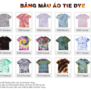 Áo phông 100% Cotton nhuôm tie dye theo màu sắc ưa thích