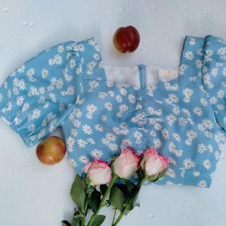 Váy xanh hoa cúc Hàng TK