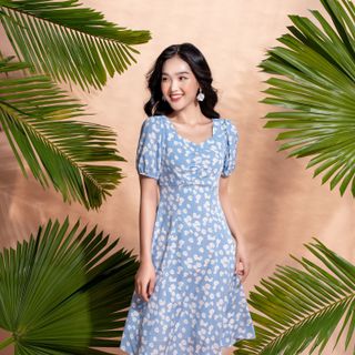 Váy xanh hoa cúc Hàng TK