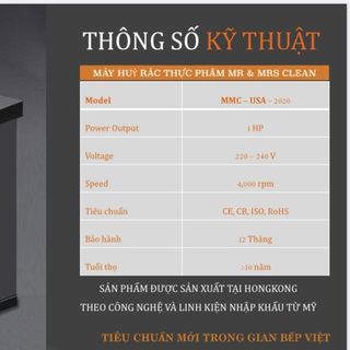 MÁY HUỶ RÁC THỰC PHẨM – MR&MRS CLEAN
