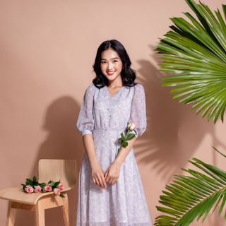 Váy tơ xanh tím Thiết kế