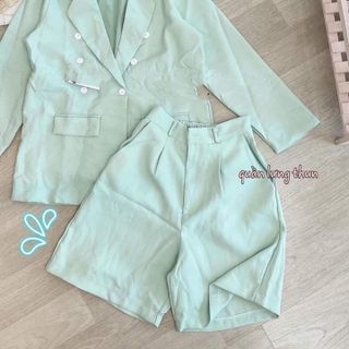 SET VEST XANH + SHORT NGỐ