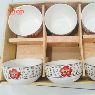 Bộ 6 chén sứ 6 đôi đũa Nhật Bản