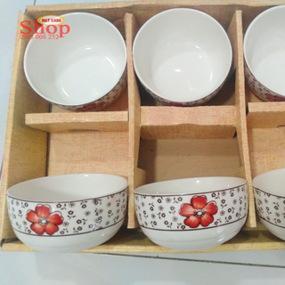 Bộ 6 chén sứ 6 đôi đũa Nhật Bản