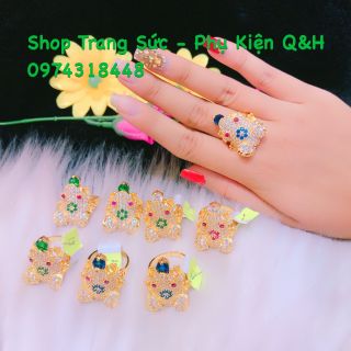 Nhẫn nữ kiểu con cóc ngậm đồng tiền màu mạ vàng 18k