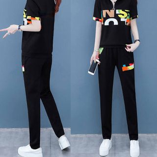 Bộ đồ thể thao khóa kéo phối chữ TT432