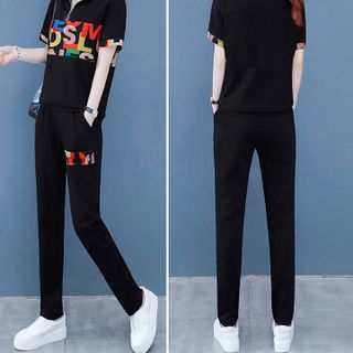 Bộ đồ thể thao khóa kéo phối chữ TT432