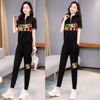 Bộ đồ thể thao khóa kéo phối chữ TT432