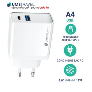 Adapter sạc PD 18W Umetravel A4 Trắng
