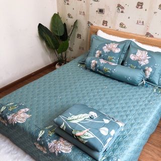Bộ Chăn Ga Gối Cotton 5 món ga trần chăn lót bông