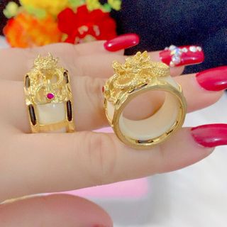 Nhẫn nam ngà rồng bọc vàng 18k cao cấp