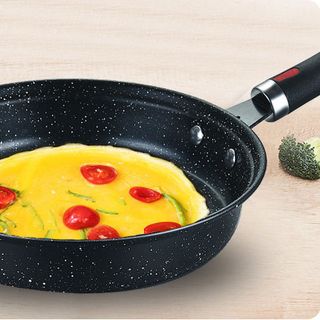 Bộ nồi chảo 3 chi tiết vân đá cremic đen đế từ siêu dày.