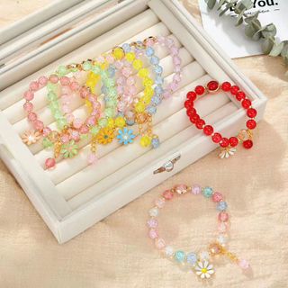 Vòng tay chuỗi hạt đá tuyết mặt hình hoa cúc