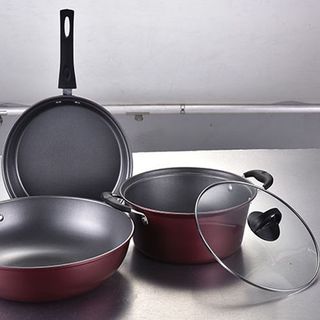 Bộ nồi chảo chống dính có tay cầm cao cấp ( 1 nồi 2 chảo) kích thước lần lượt 24x24x30, dùng được trên mọi loại bếp