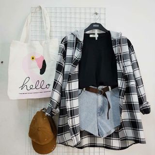 Áo khoác sơ mi nón vải