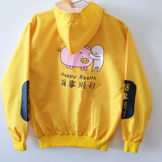 Áo khoác dù 2 lớp nam nữ in heo con đáng yêu - TN001