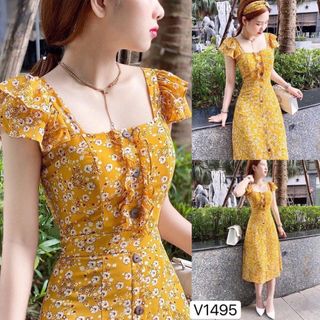 Đầm họa tiết cánh tiên kèm băng đô