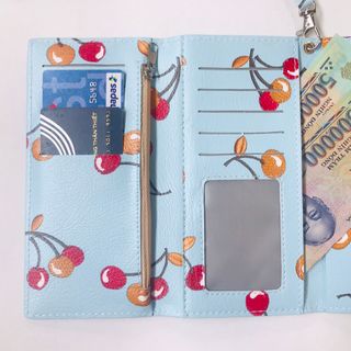 Ví nữ dài cầm tay, cherry xanh