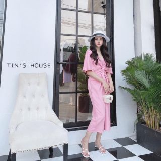 Đầm suông xoắn eo