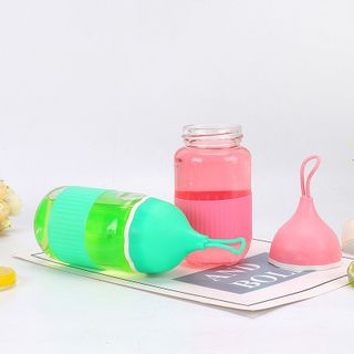 Bình Nước Thủy Tinh Có Vỏ Silicon Chống Trượt 280ml