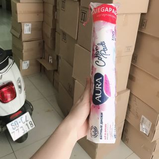 bông tẩy trang aura 150 miếng