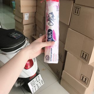 bông tẩy trang aura 150 miếng