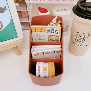 Kệ Nhựa Đựng Bút Viết, Vật Dụng 4 Ngăn Nhiều Màu