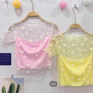 Áo Croptop lưới hoa cúc