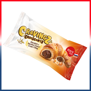 Bánh sừng bò nhân sô cô la và hạt phỉ Cravingz Croissant (45g/Gói x 20Gói/Hộp x 4 Hộp/Thùng)