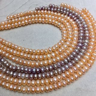 Dây ngọc trai nguyên liệu - Hạt bánh dày(8-9ly)- A (Bề mặt có nhiều tỳ nhỏ) - CTJ28