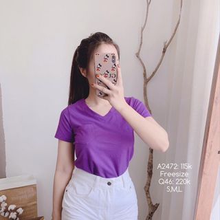 Áo thun trơn cổ tim mẫu 1 túi đủ màu cực đẹp giá sỉ