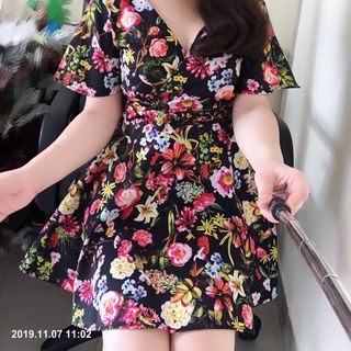 Đầm Hoa Đắp Chéo Cao Cấp