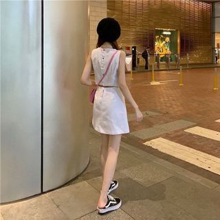 Cloudy dress - ĐẦM TRẮNG KHOÉT LƯNG NÚT BỌC