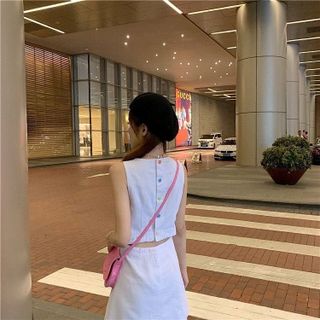Cloudy dress - ĐẦM TRẮNG KHOÉT LƯNG NÚT BỌC