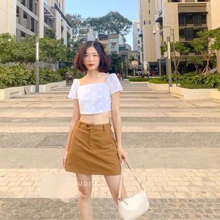 SET MIX CHÂN VÁY NÂU ÁO HOA CÚC