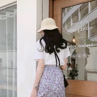 Set áo xốp và chân váy hoa