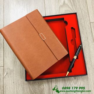 Sổ Tay Da Bìa Còng 6 lổ in dập logo theo yêu cầu quà tặng