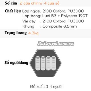 Lều dã ngoại tự bung dành cho 3-4 người Gazelle Outdoors GL1266
