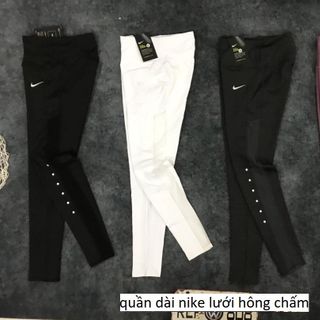QUẦN DÀI LƯNG CAO NỮ THỂ THAO LƯỚI HÔNG CHẤM