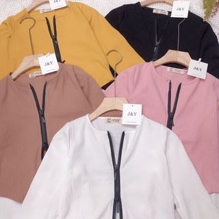 Áo khoá 2 đầu thun gân
