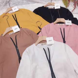 Áo khoá 2 đầu thun gân