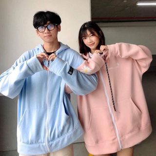 Áo khoác nữ form rộng hoodie có dây kéo giá sỉ