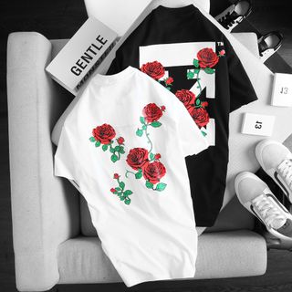 Áo thun unisex OFF bông hồng
