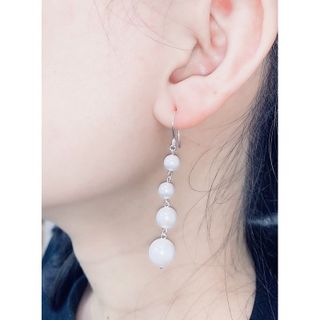 bông tai bạc ta gắn 4 hạt ngọc trai nhân tạo bao test