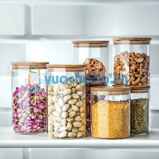 Lọ Thủy Tinh Nắp Gỗ Tre 450ml