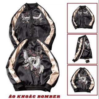Áo khoác bomber in cò vạc