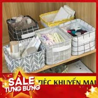 Giỏ Đựng Mỹ Phẩm Để Bàn Bằng Vải Lanh Cotton giá sỉ